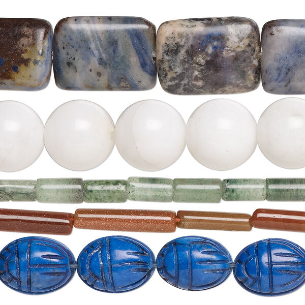 Bead mix, multi-gemstone (natural / heated / dyed / imitation), pkg/(5) 15 inches, 6x4mm-47x28mm mixed shapes, D grade, multicolored. image number 0