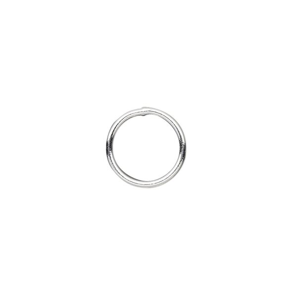 Jump ring, sterling silver, 12mm soldered round, 9.8mm inside diameter, 18 gauge. Sold per pkg of 10. image number 0
