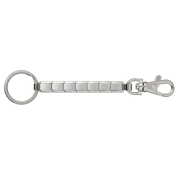 Key ring, Italian-style, nickel-finished stainless steel, 5-1/2 inches with 28mm split ring and 38x14mm trigger clasp with 7 links. Sold individually. image number 0