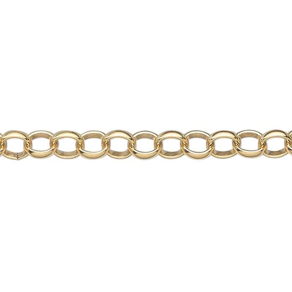 Chain, 14Kt gold-filled, 5mm rolo. Sold per pkg of 5 feet. image number 0
