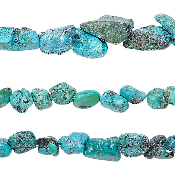 Turquoise 1pkg3, nugget bead 15 inch mix mini to small image number 0