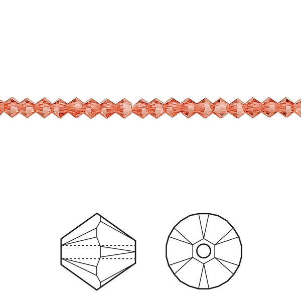 Bead 1440pk padparadscha, Swarovski® 3mm XILION bicone 5328 image number 0