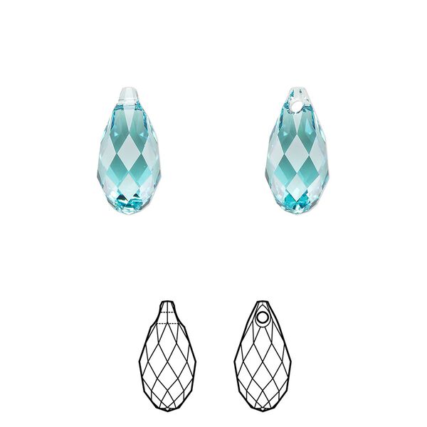 Briolette 24pk light turquoise, Crystal Passions® 13x6.5mm pendant drop 6010 image number 0