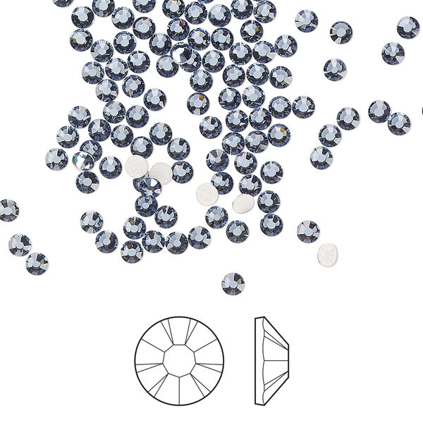 Flat back 1440pk denim blue foil back, Preciosa MAXIMA Czech crystal hotfix rhinestone 2.3-2.5mm chaton rose round SS8 image number 0