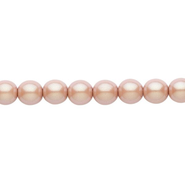 Bead, Czech pearl-coated glass druk, opaque iridescent pink, 6mm round. Sold per 15-1/2" to 16" strand. image number 0