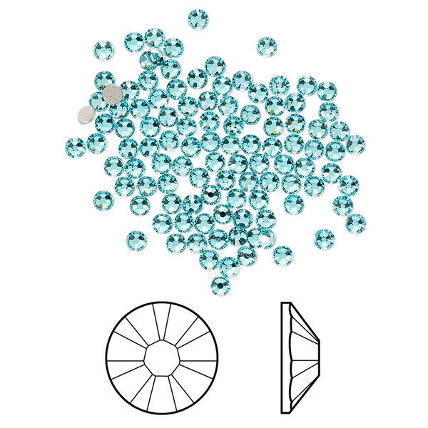 Flat back 144pk light turquoise foil back, Crystal Passions® 2.1-2.3mm rose round SS7 2058 image number 0