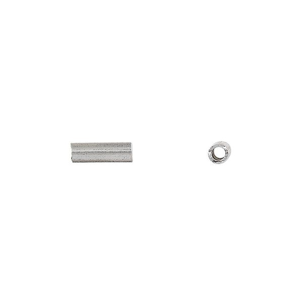 Bead, antiqued sterling silver, 9x3mm smooth round tube. Sold per pkg of 2. image number 0