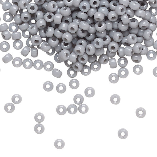 Seed bead, Miyuki, glass, pkg/50g, #8 rocaille, opaque ghost grey, (RR-498). image number 0