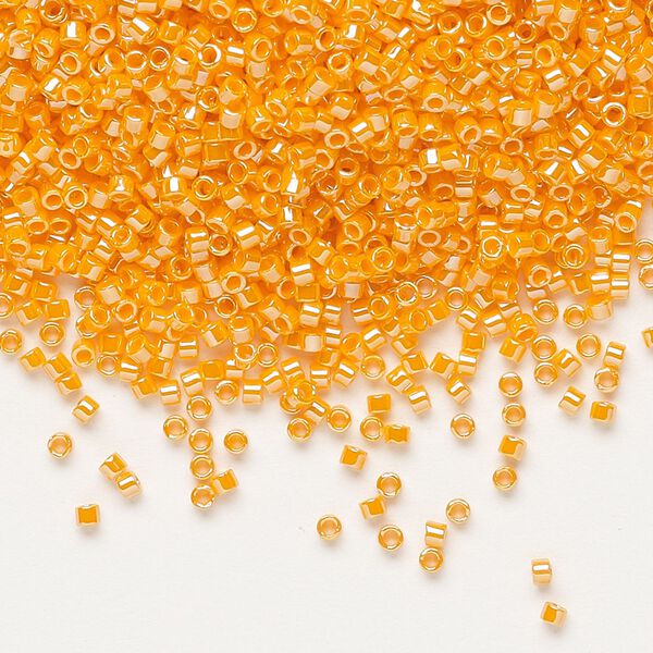 Seed bead, Delica®, glass, pkg/7.5g, #11 round, opaque luster mandarin orange (DB-1563). image number 0