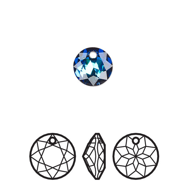 Drop 2pk crystal Bermuda blue, Crystal Passions® 8mm pendant classic cut 6430 image number 0