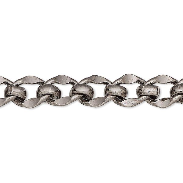 Chain, gunmetal-plated brass, 8mm long and short. Sold per pkg of 5 feet. image number 0
