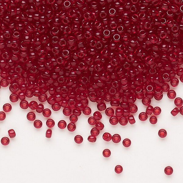 Seed bead, Dyna-Mites™, glass, pkg/40g, #11 round, transparent ruby red, (8 11/0 RR). image number 0