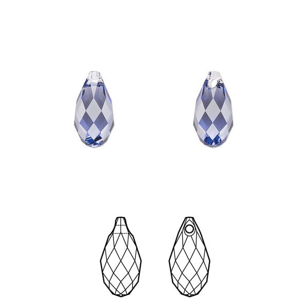 Briolette 2pk tanzanite, Crystal Passions® 11x5.5mm pendant drop 6010 image number 0