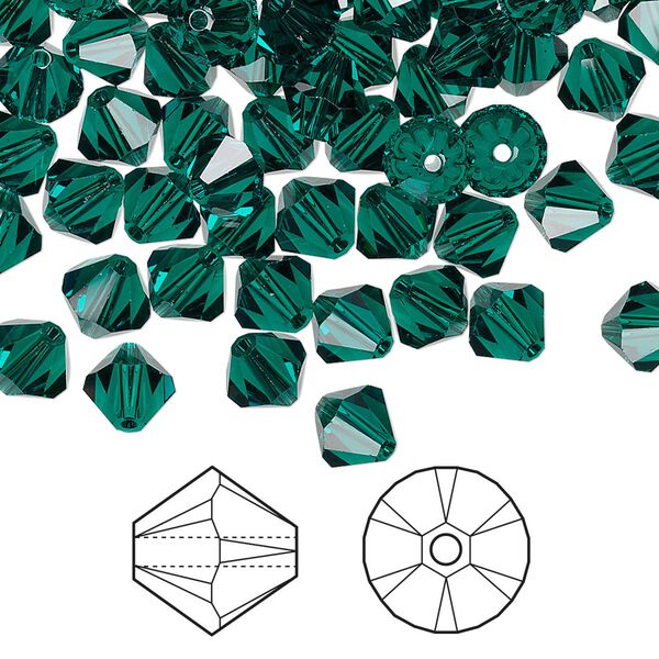 Bead 360pk emerald, Swarovski® 6mm XILION bicone 5328 image number 0
