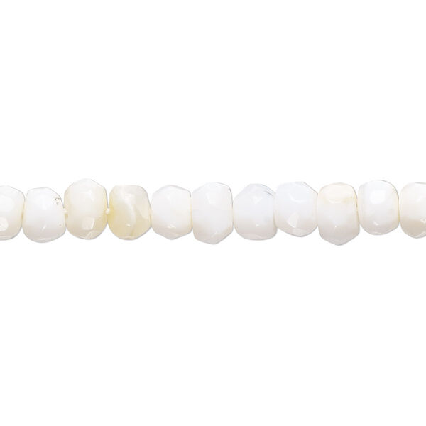 White opal 1pkg1, hand-cut faceted rondelle bead natural 14 inch 5x3mm-6x5mm image number 0
