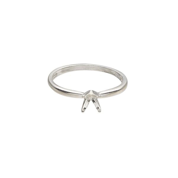 Ring, Sure-Set™, sterling silver, 5mm 4-prong round setting, size 6-7. Sold individually. image number 0