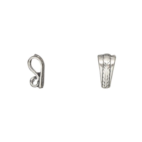 Pendant bail, JBB Findings, antiqued sterling silver, 11x5.5mm with hidden loop. Sold per pkg of 2. image number 0