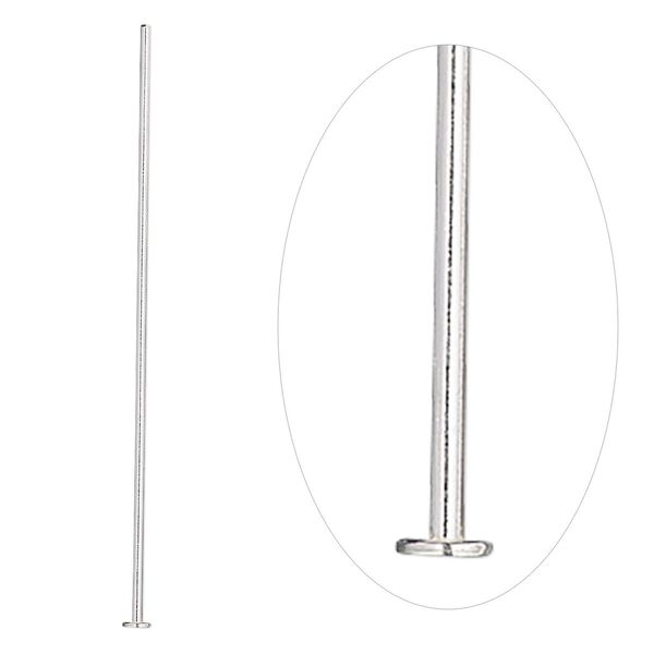 Head pin, sterling silver, 2 inches, 20 gauge. Sold per pkg of 10. image number 0