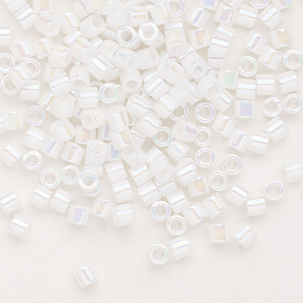 Seed bead, Delica®, glass, pkg/50g, #8 round, opaque rainbow white pearl (DBL-0202). image number 0