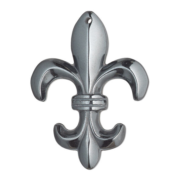 Hemalyke™ 1pkg1, top-drilled 1-sided fleur-de-lis focal 38x28.5mm image number 0