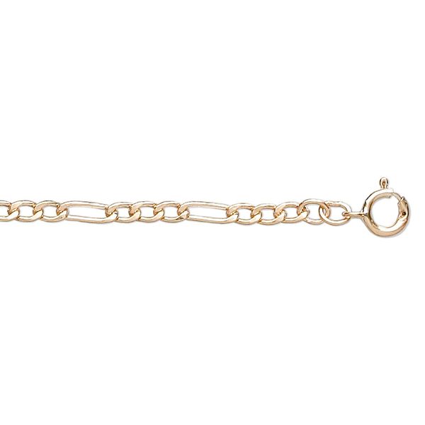 Chain 1pkg1 12Kt gold-filled, 2mm figaro, 20 inch with springring clasp image number 0