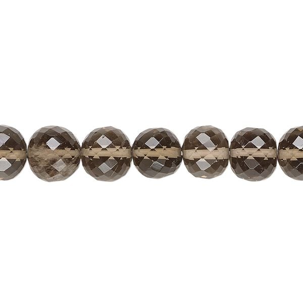 Smoky quartz 1pkg1, hand-cut faceted round bead 8 inch 8-9mm image number 0