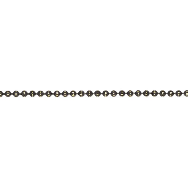 Chain, blackened gold-finished brass, 1.5mm faceted ball, 40 inches. Sold individually. image number 0