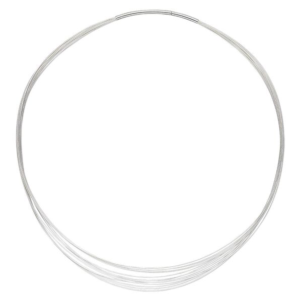 Neckwire, multi-strand, sterling silver and steel, 0.5mm twisted, 24 inches with 3mm friction clasp. Sold individually. image number 0