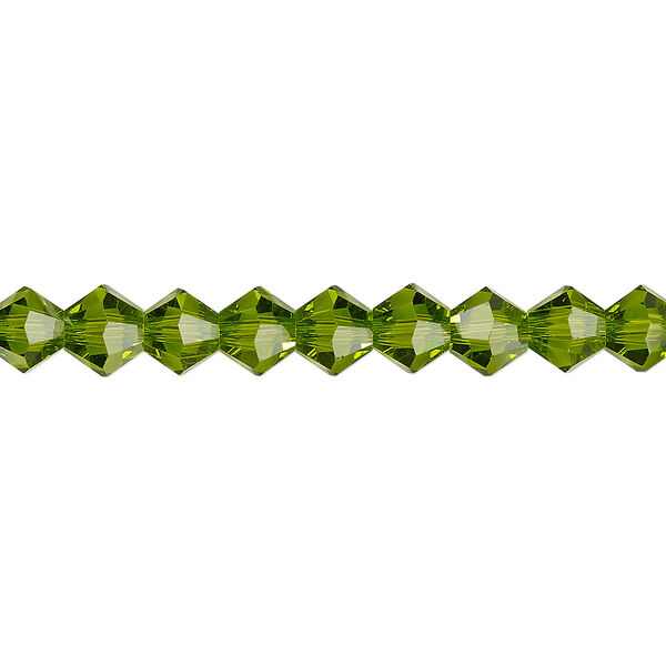 Bead 1pk transparent peridot green, Celestial Crystal® 6mm bicone 15.5-16 inch image number 0