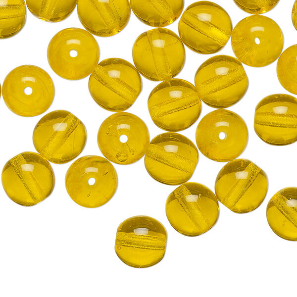 Czech glass 1pkg50, round druk bead yellow 8mm image number 0