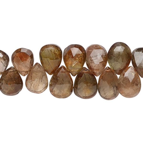 Andalusite 1pkg1, hand-cut top-drilled faceted flat teardrop bead natural 4 inch 7x7mm-9x7mm image number 0