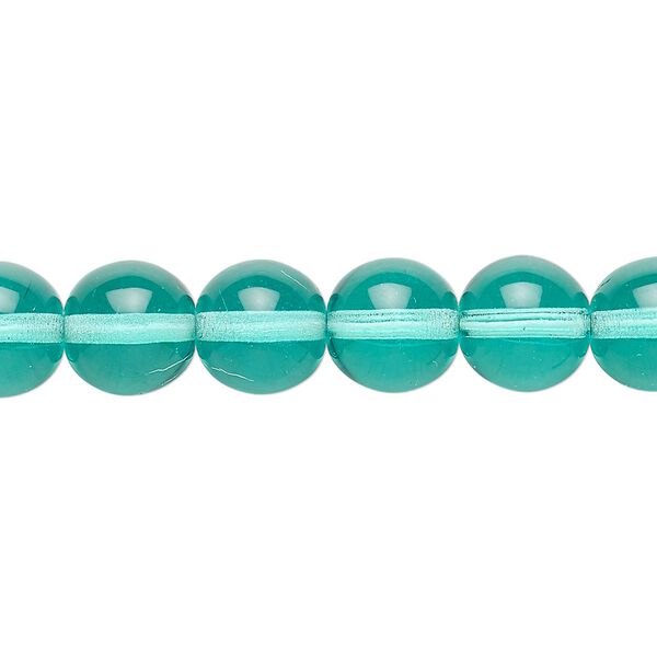 Bead, Czech glass druk, transparent light aqua, 10mm round. Sold per 15-1/2" to 16" strand. image number 0