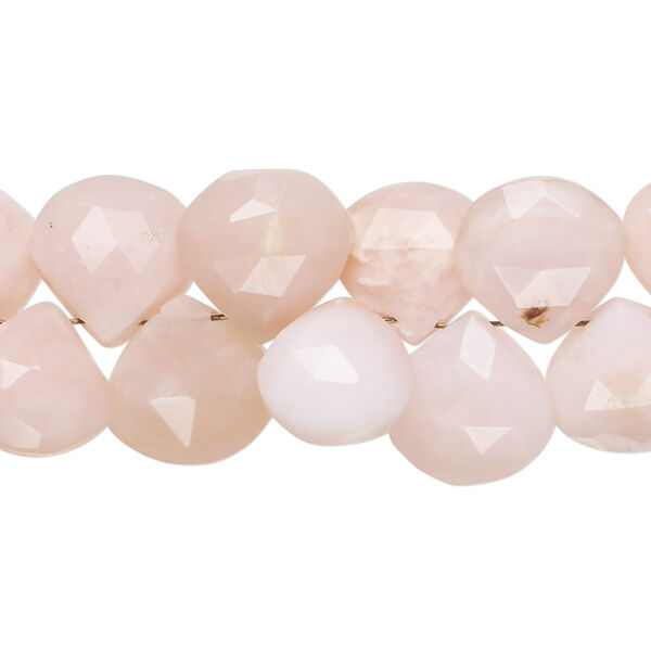 Pink opal 1pkg1, hand-cut top-drilled faceted puffed teardrop bead natural 8 inch 11x10mm-13x12mm image number 0