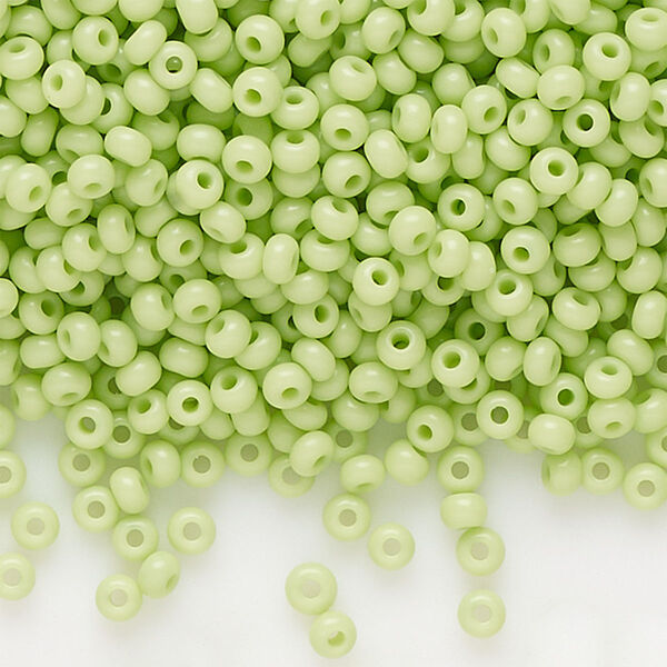Seed bead, Preciosa Ornela Czech glass, pkg/500g, #11 rocaille, opaque pale green, (53410). image number 0