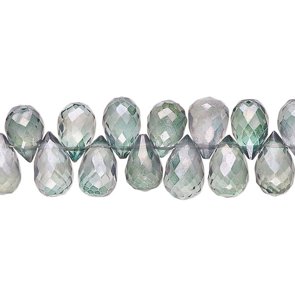 Quartz crystal 1pkg1, hand-cut top-drilled faceted teardrop bead 7 inch 8x5mm-10x6mm image number 0