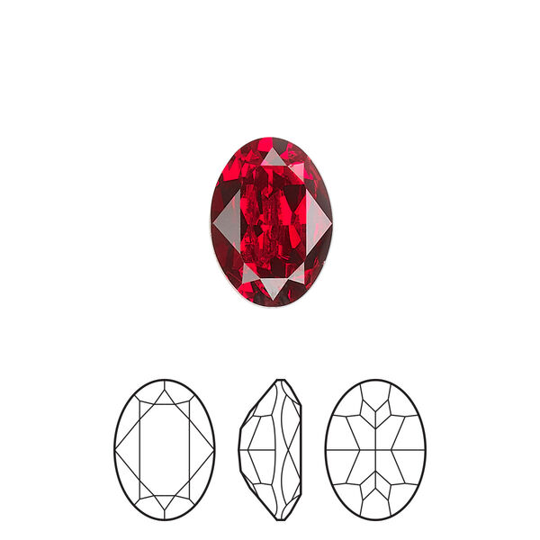 Fancy stone 144pk light Siam foil back, Preciosa MAXIMA Czech crystal rhinestone 14x10mm oval image number 0