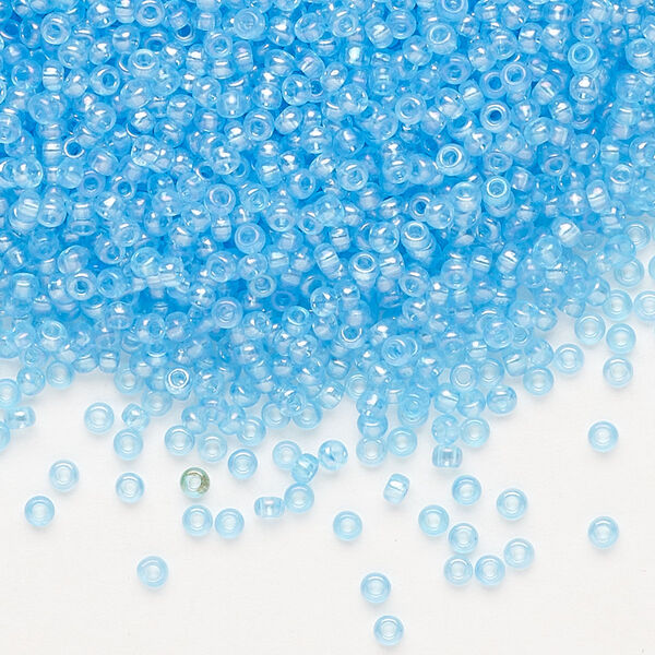 Seed bead, Preciosa Ornela Czech glass, pkg/50g, #11 rocaille, translucent solgel dyed rainbow turquoise blue, (41134). image number 0