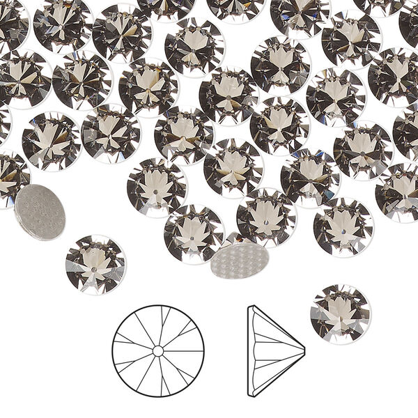 Flat back 144pk black diamond foil back, Preciosa Czech crystal hotfix rhinestone 6.14-6.32mm cone SS29 image number 0