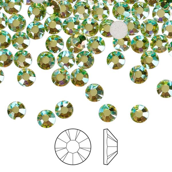 Flat back 1440pk limecicle AB foil back, Preciosa MAXIMA Czech crystal hotfix rhinestone 4.6-4.8mm chaton rose round SS20 image number 0