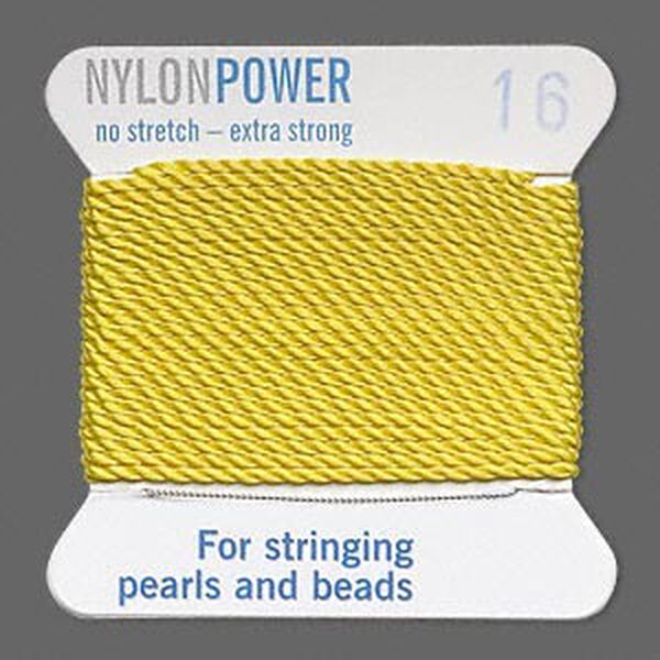 Thread, Griffin, nylon, yellow, size #16. Sold per 2-meter card (approximately 78 inches). image number 0