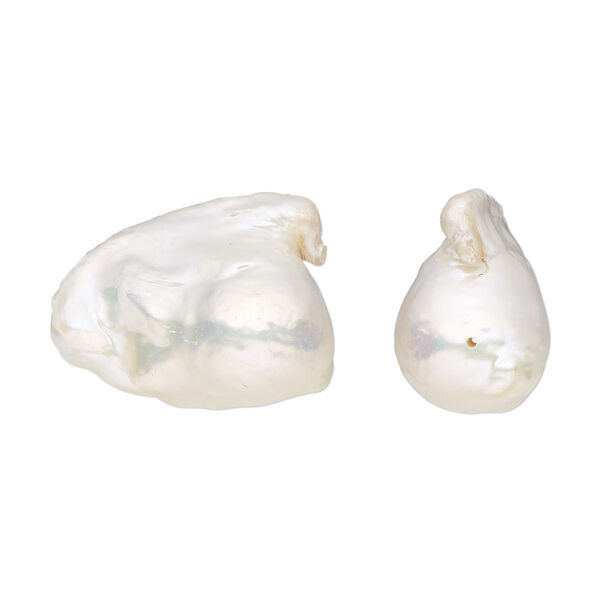 Pearl, cultured freshwater (bleached), white, 28x21mm-30x22mm baroque, C grade, Mohs hardness 2-1/2 to 4. Sold individually. image number 0