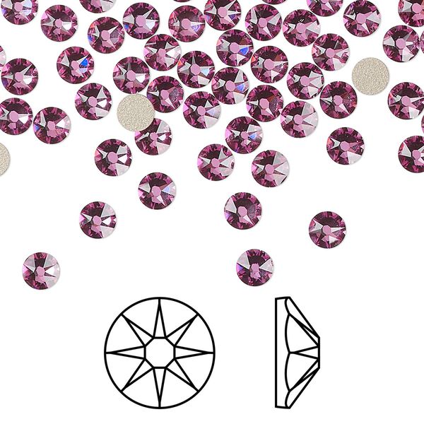 Flat back 1440pk dark rose foil back, Swarovski® 3.8-4mm XIRIUS rose round SS16 2088 image number 0