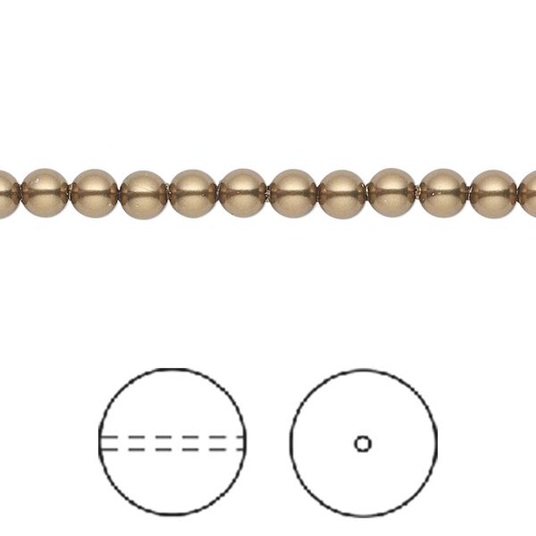 Pearl 100pk antique brass, Crystal Passions® 4mm round 5810 image number 0