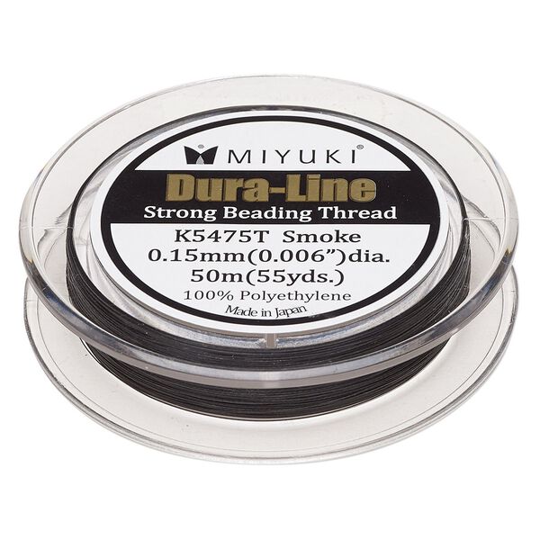 Thread, Miyuki Dura-Line, gel-spun polyethylene, smoke, 0.15mm diameter, 18-pound test. Sold per 50-meter spool. image number 0