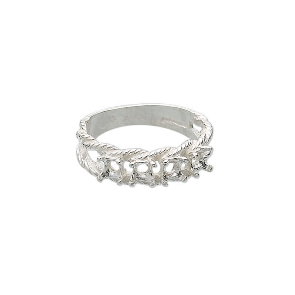 Ring, Sure-Set™, sterling silver, braided band with (4) 3.5mm 4-prong round settings, size 6. Sold individually. image number 0
