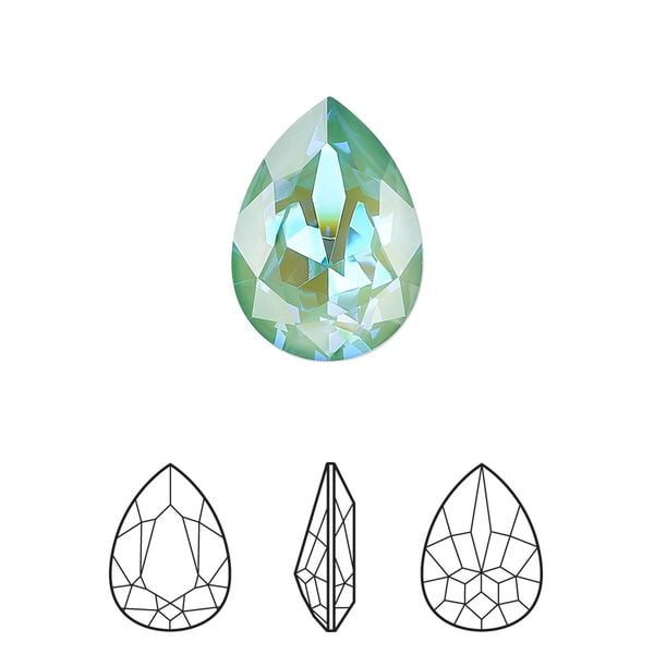 Fancy stone 6pk crystal silky sage DeLite, Crystal Passions® 18x13mm pear 4320 image number 0