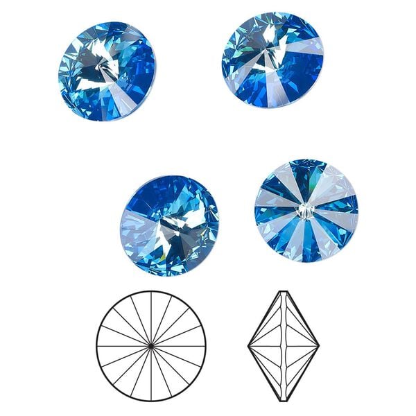Chaton 144pk crystal royal blue DeLite, Swarovski® 14mm rivoli 1122 image number 0