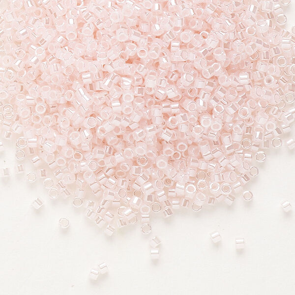 Seed bead, Delica®, glass, pkg/50g, #11 round, opaque inside dyed color luster baby pink (DB-0234). image number 0