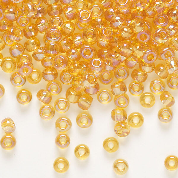 Seed bead, Preciosa Ornela Czech glass, pkg/500g, #6 rocaille, translucent rainbow topaz, (11050). image number 0