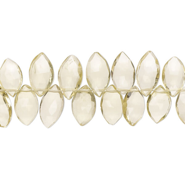 Lemon quartz 1pkg1, hand-cut top-drilled faceted puffed marquise bead 9 inch 8x5mm-11x6mm image number 0
